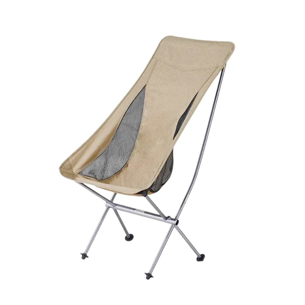 Camping Moon Chair Lightweight Folding Outdoor Backpack Seat with Aluminum Alloy Frame – Brown