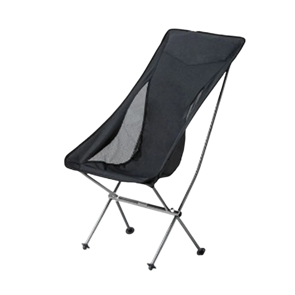 Camping Moon Chair Lightweight Folding Outdoor Backpack Seat with Aluminum Alloy Frame – Black