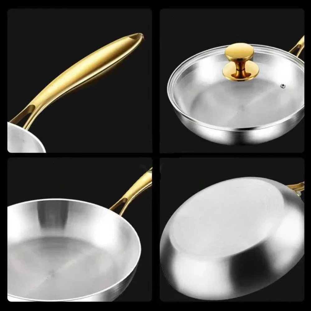 Frying Pan 26cm 316 Stainless Steel Chef Wok for Gas & Induction Cooking