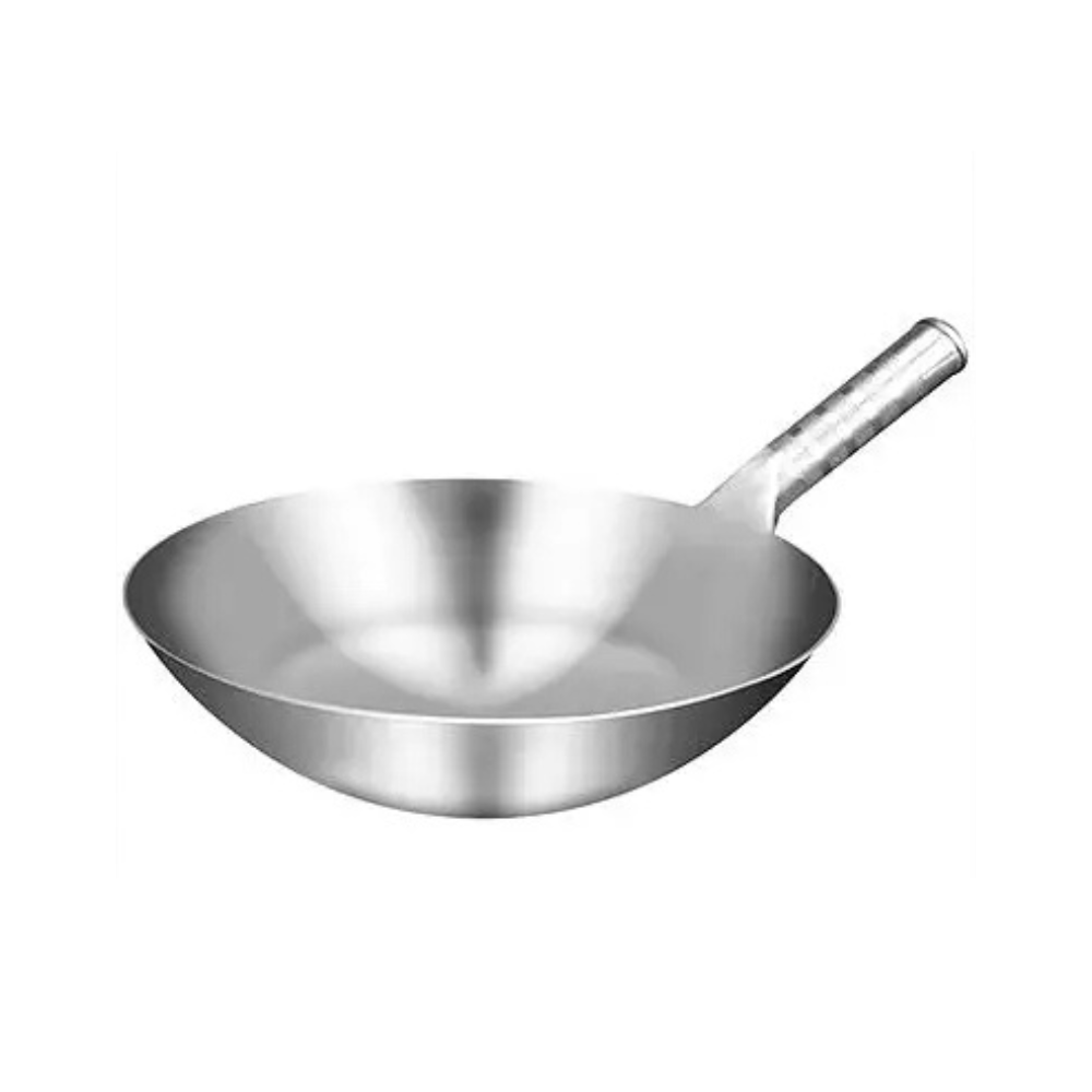 Stainless Steel Wok 34cm Handmade Non-Coated Stir Fry Pan for Gas Cooker