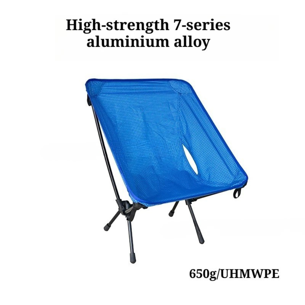 Ultralight Folding Camping Chair 650g Portable Moon Chair for Hiking Fishing Backpacking – Blue