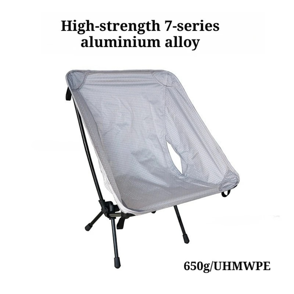 Ultralight Folding Camping Chair 650g Portable Moon Chair for Hiking Fishing Backpacking – Gray