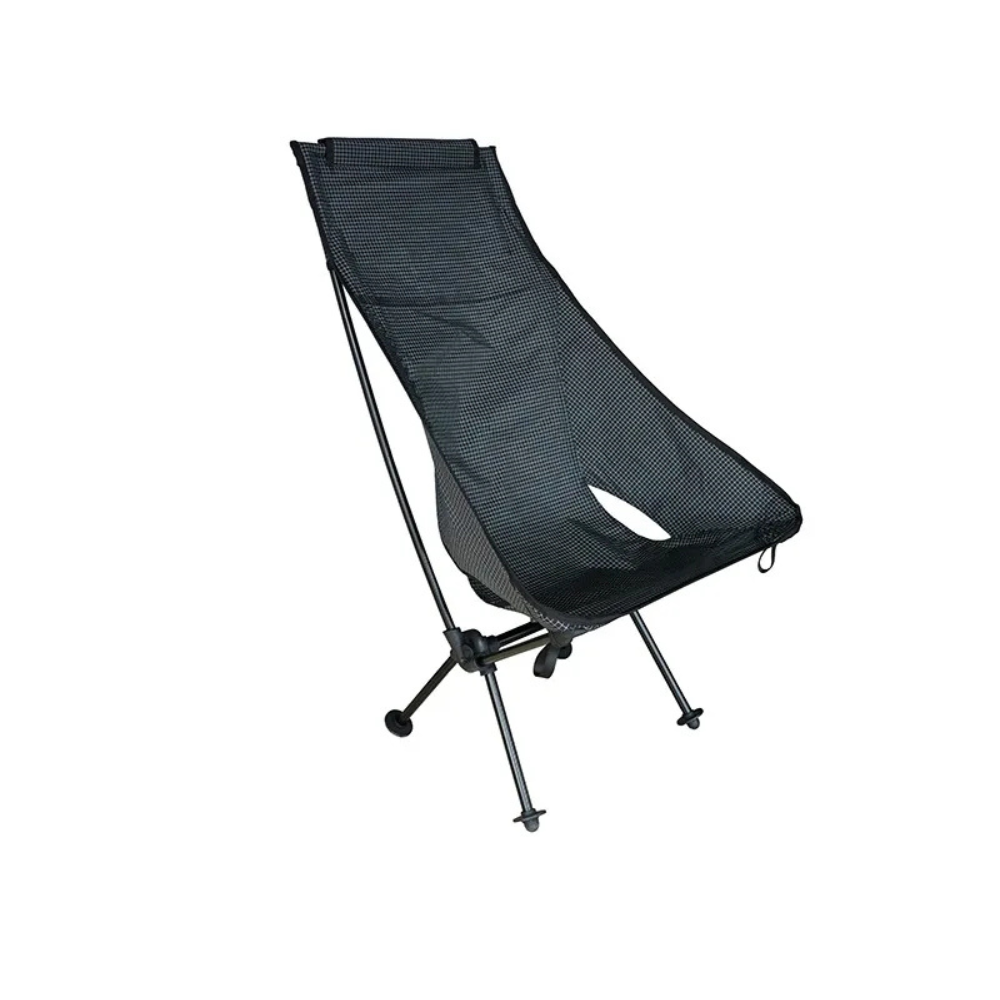 Ultralight Folding Camping Chair 830g High Back Portable Moon Chair Aluminum Alloy Outdoor Seat – Black