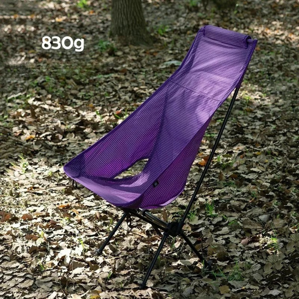 Ultralight Folding Camping Chair 830g High Back Portable Moon Chair Aluminum Alloy Outdoor Seat – Grey