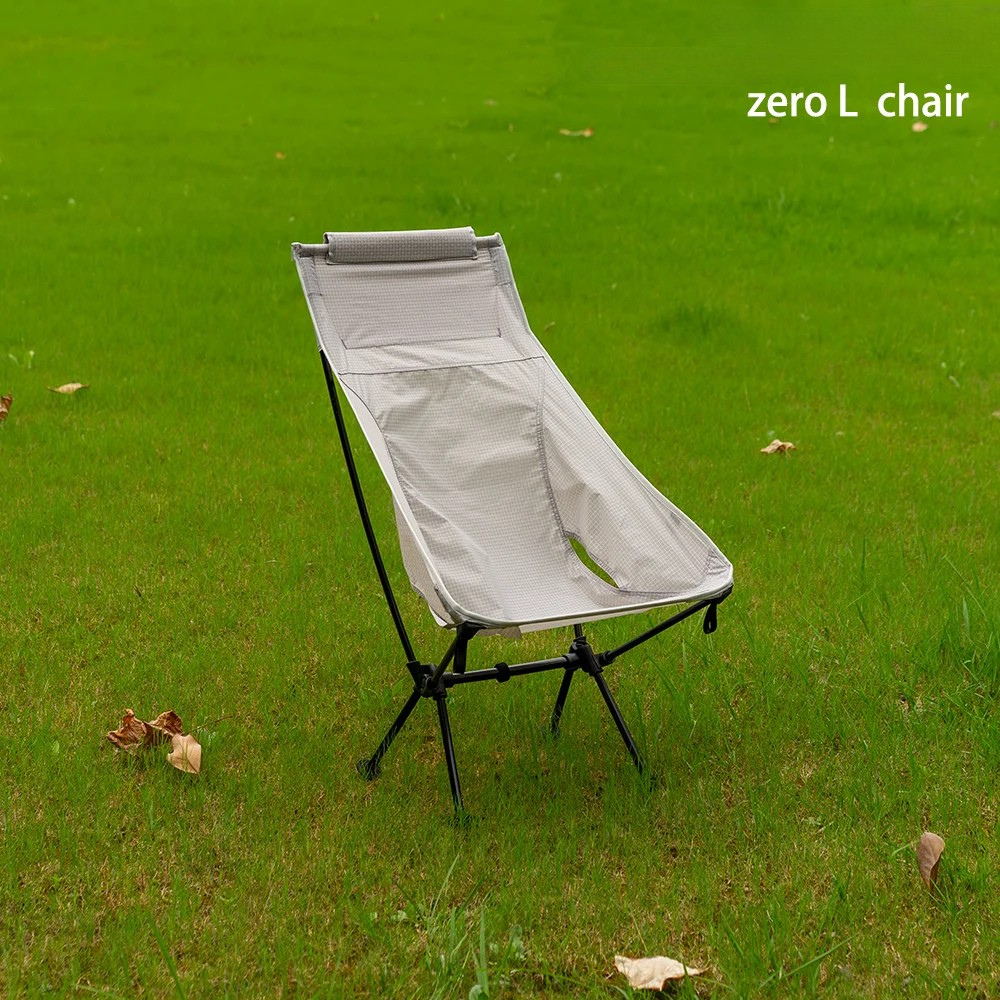 Ultralight Folding Camping Chair 830g High Back Portable Moon Chair Aluminum Alloy Outdoor Seat – Grey