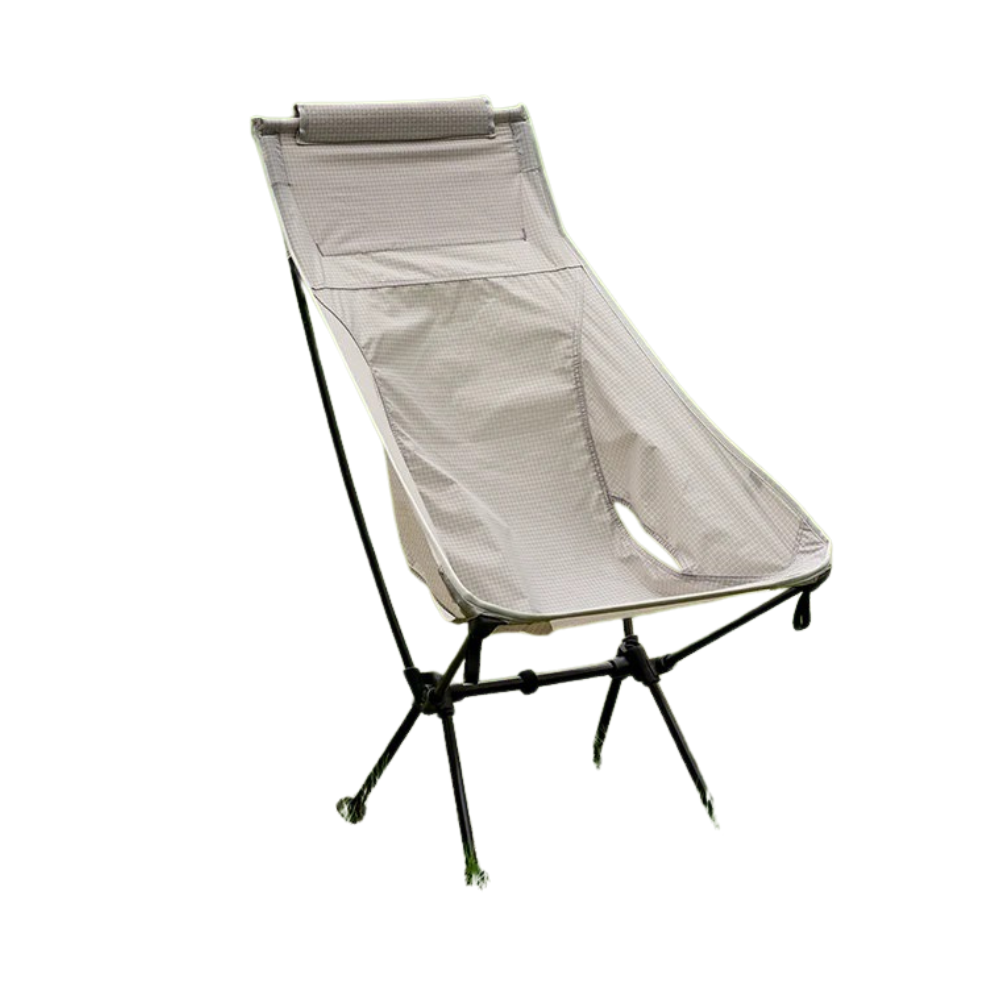 Ultralight Folding Camping Chair 830g High Back Portable Moon Chair Aluminum Alloy Outdoor Seat – Grey