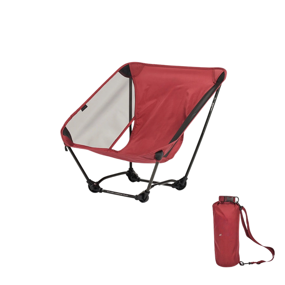 Camping Chair 650g Ultralight Folding Ground Seat Aluminum Alloy Outdoor Hiking Chair – Red
