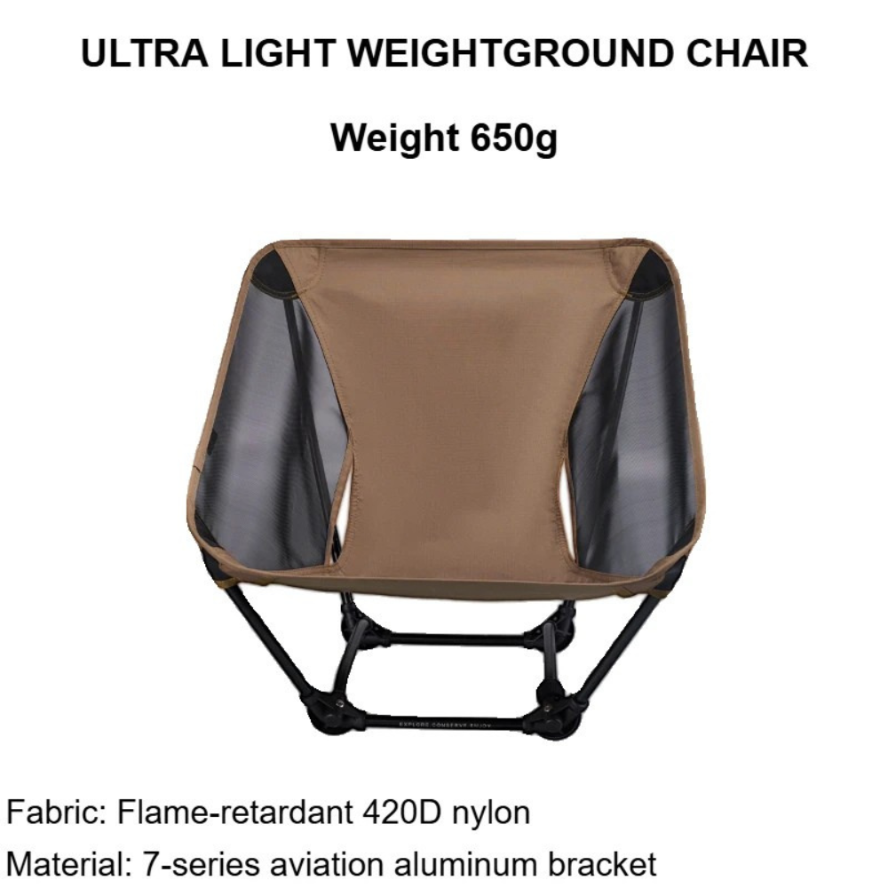 Camping Chair 650g Ultralight Folding Ground Seat Aluminum Alloy Outdoor Hiking Chair – Blue