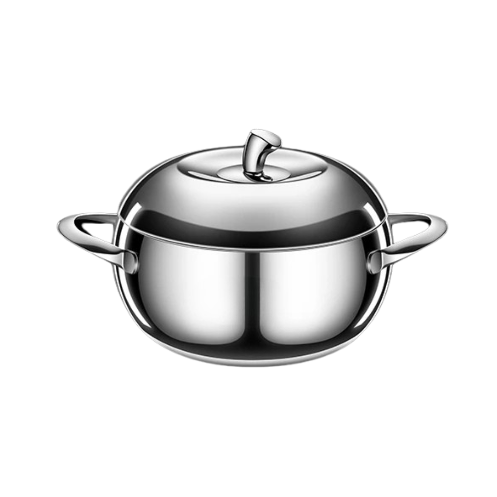304 Stainless Steel Stock Pot 20cm 3.2L Apple Shape Soup Stewing Pot with Lid