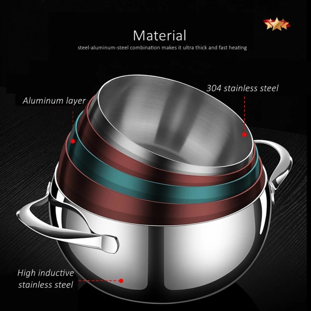 304 Stainless Steel Stock Pot 22cm 3.8L Apple Shape Soup Stewing Pot with Lid