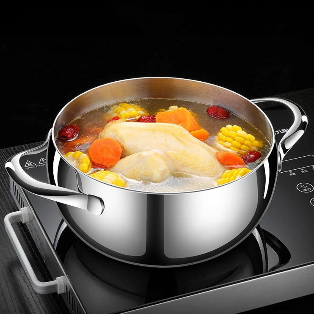 304 Stainless Steel Stock Pot 22cm 3.8L Apple Shape Soup Stewing Pot with Lid