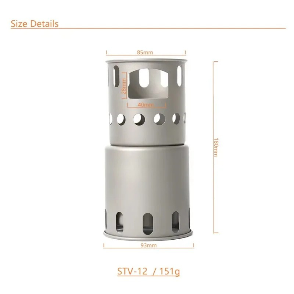 Titanium Wood Stove 151g Ultralight Backpacking Outdoor Cooking System – Silver