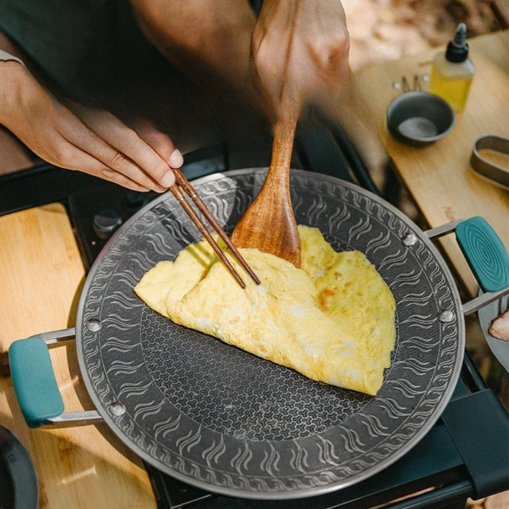 Stainless Steel Baking Tray Small Outdoor Camping BBQ Plate Frying Pan – Silver