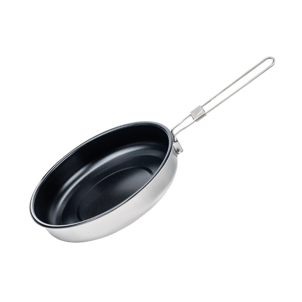 Titanium Frying Pan 18.8cm Non Stick Camping Skillet Folding Handle Outdoor Cookware