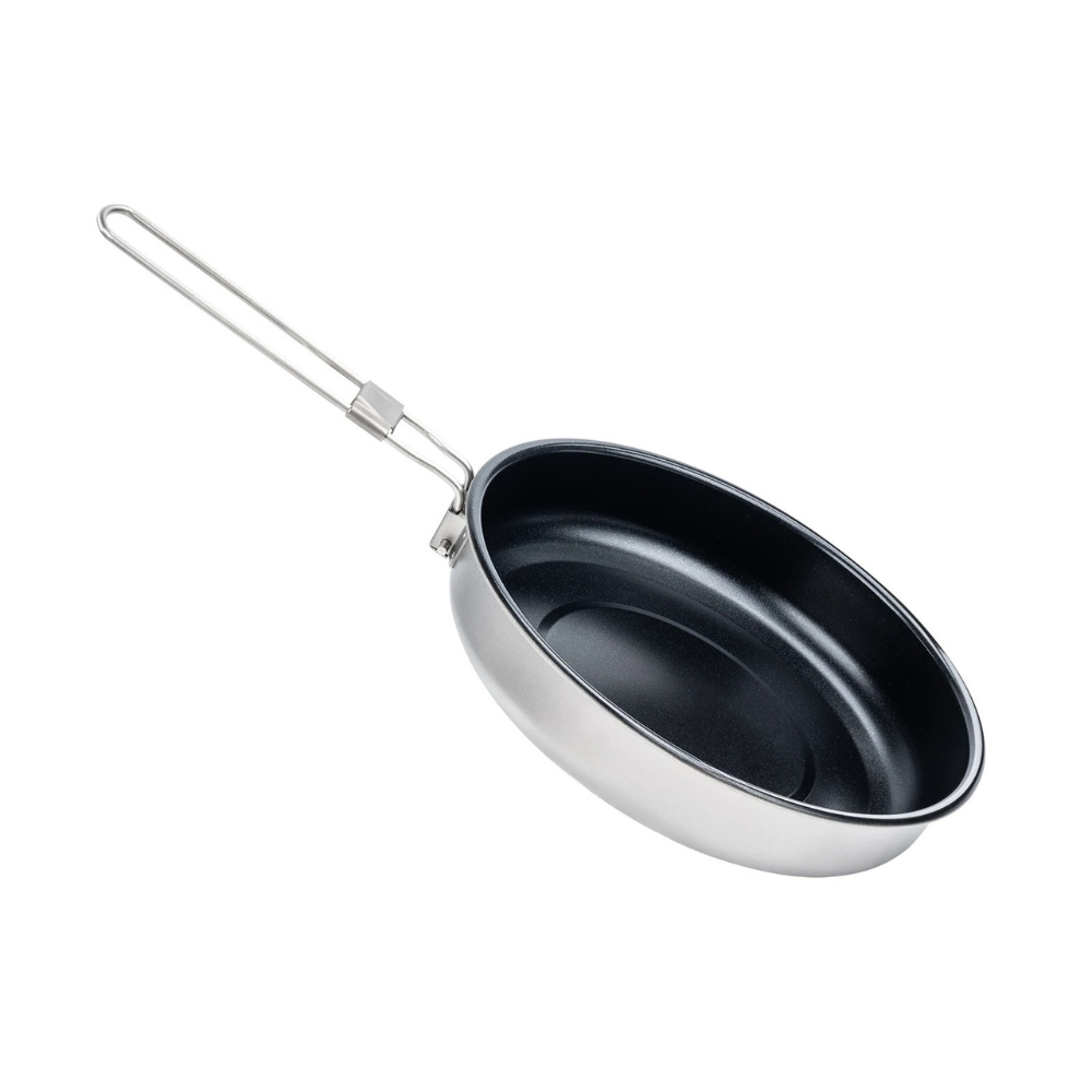 Titanium Frying Pan 22cm Non Stick Camping Skillet Folding Handle Outdoor Cookware