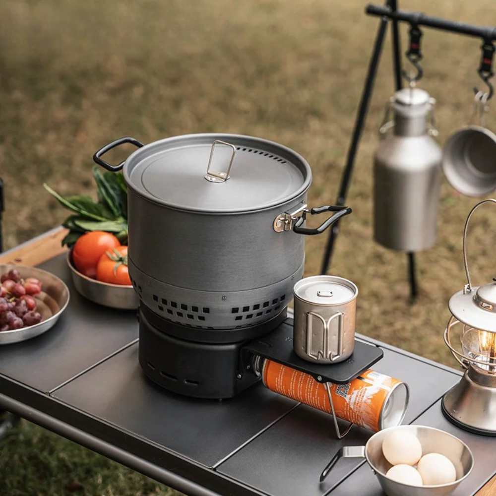 Camping Gas Stove 2400W Folding Windproof Portable Butane Cooker – Black
