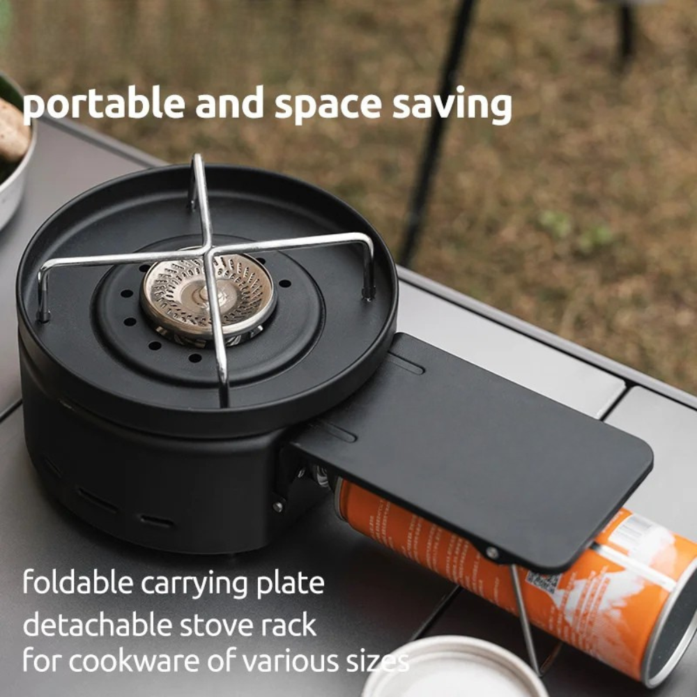 Camping Gas Stove 2400W Folding Windproof Portable Butane Cooker – Black