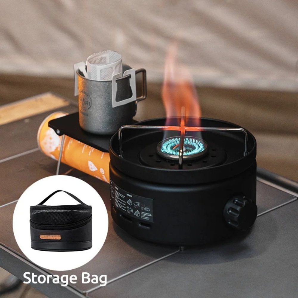 Camping Gas Stove 2400W Folding Windproof Portable Butane Cooker – Black