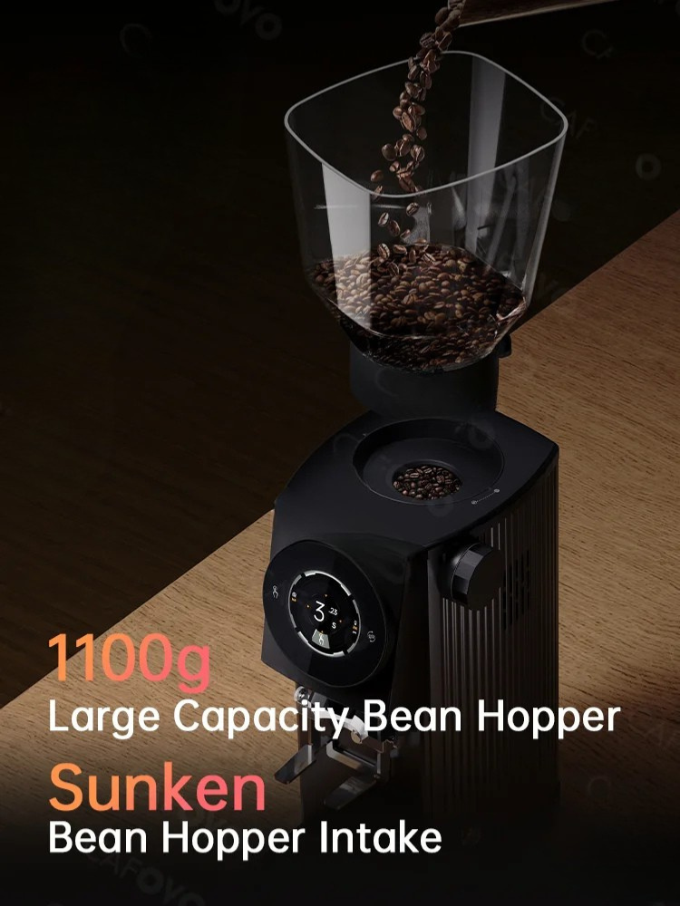 Coffee Grinder 83mm Flat Burr Commercial Espresso Grinder LCD Touch Screen – Black