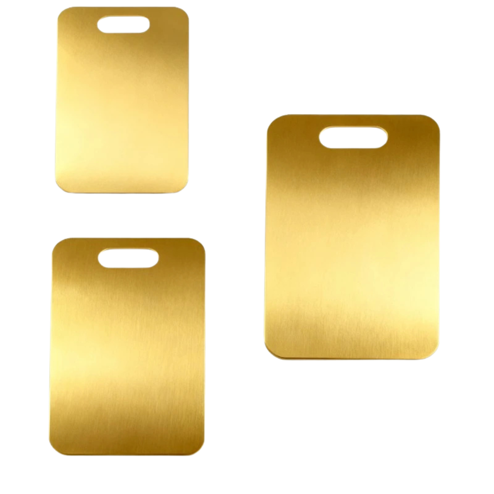 Stainless Steel Cutting Board Set 3 Piece Chopping Boards with Scale - Gold