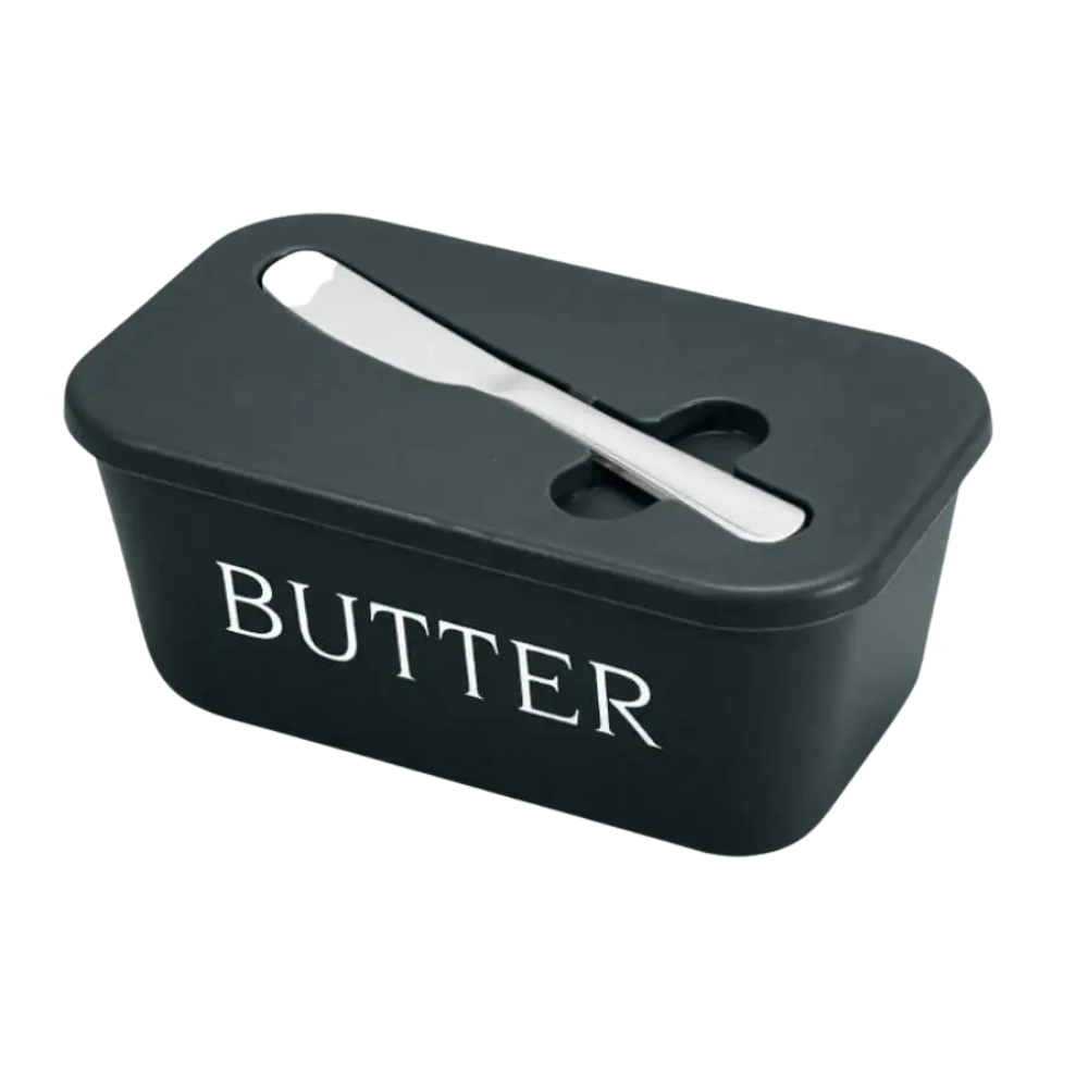 Butter Dish with Lid and Knife Airtight Plastic Butter Container Fridge - Blue