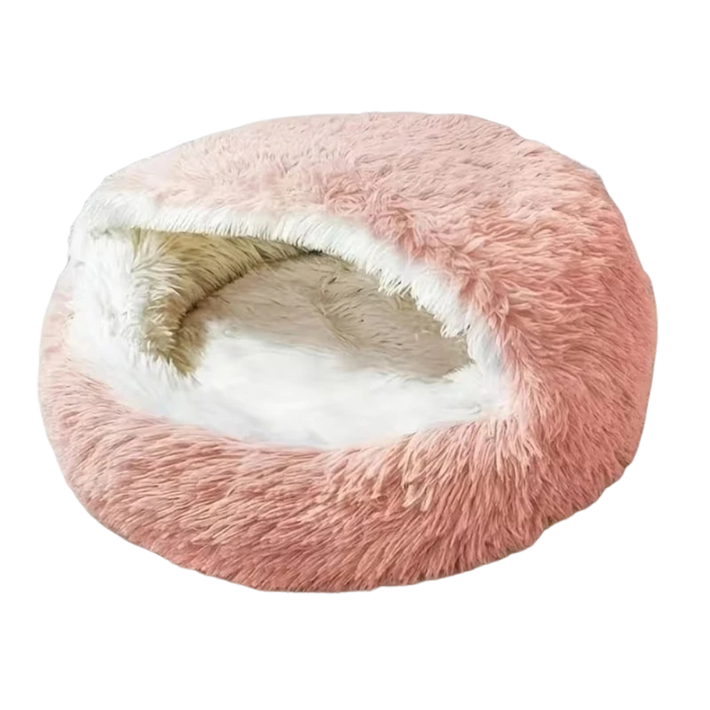 Cat Cave Bed 50 cm Plush Semi-Enclosed Pet Nest for Cats and Small Dogs - Pink