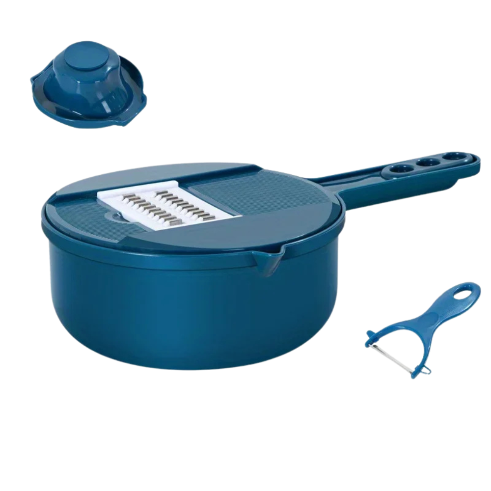 9-in-1 Multifunction Vegetable Chopper Manual Slicer & Shredder – Blue