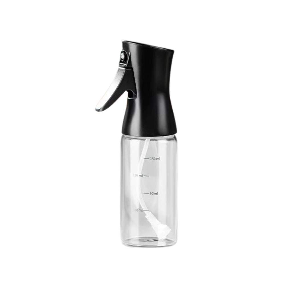 Oil Spray Bottle 150 mL Glass Cooking Oil and Vinegar Mister for Kitchen - Black
