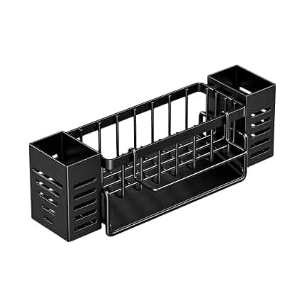 Sink Caddy Self Draining Sponge and Brush Holder Kitchen Sink Organiser - Black