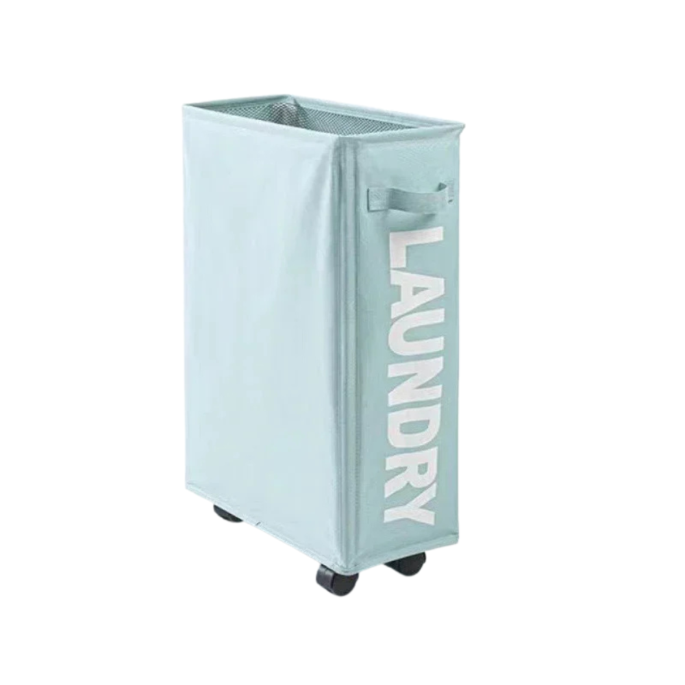Large Capacity Rolling Laundry Basket Foldable Storage Bag – Blue