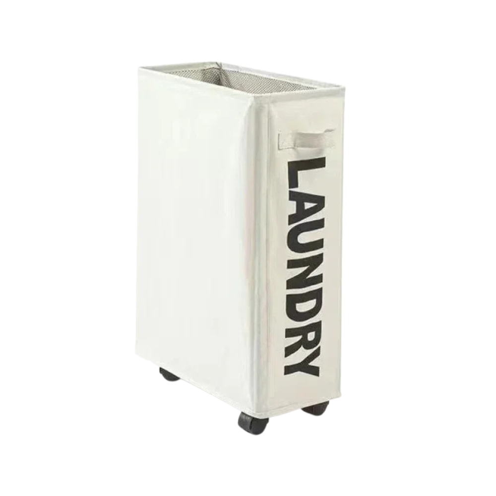 Large Capacity Rolling Laundry Basket Foldable Storage Bag – White