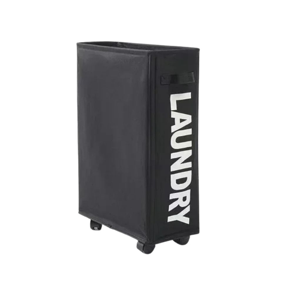 Large Capacity Rolling Laundry Basket Foldable Storage Bag – Black