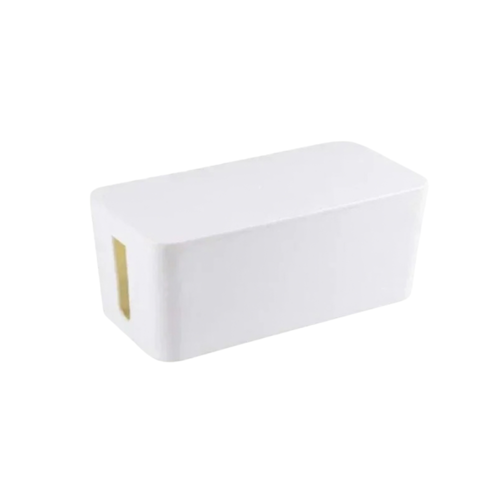 Desktop Cable Storage Box Power Strip Organizer – White