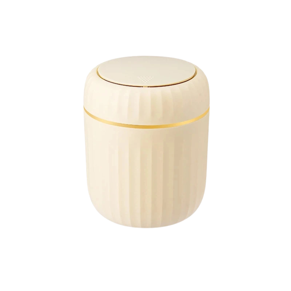Mini Desktop Rubbish Bin with Press-Top Lid for Office Desk and Bedroom - Yellow
