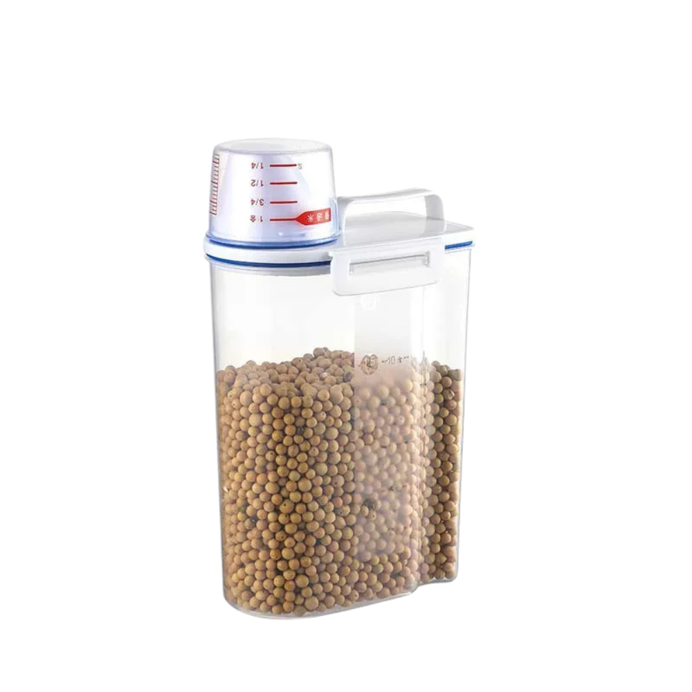 Pet Food Storage Container 2kg Sealed Dry Food Bin Moisture Resistant - White