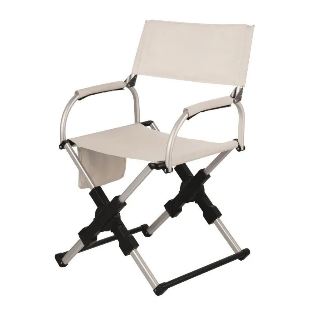 Folding Chair Portable Outdoor Beach Chair with Armrests Metal Frame Lightweight - Black