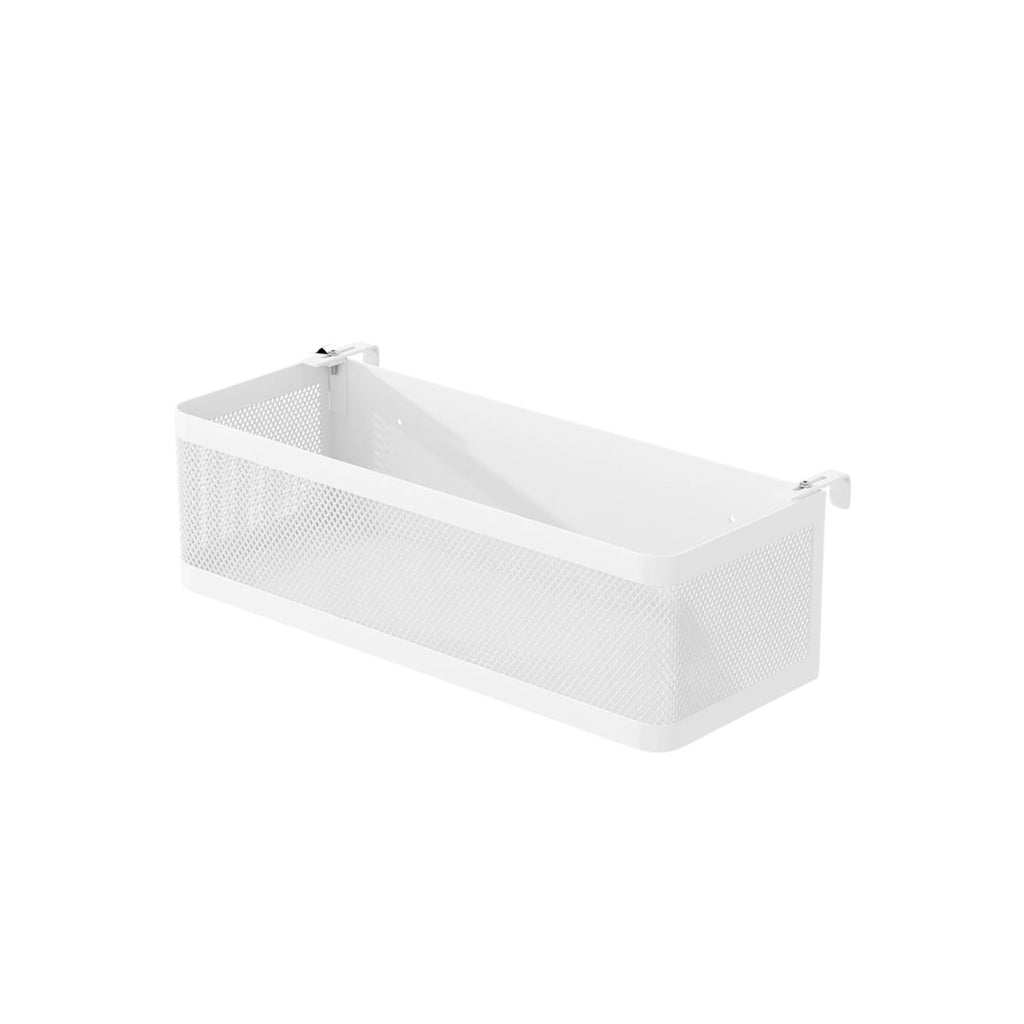Bed Storage Rack Adjustable Metal Hanging Basket with Space-Saving Organiser - White