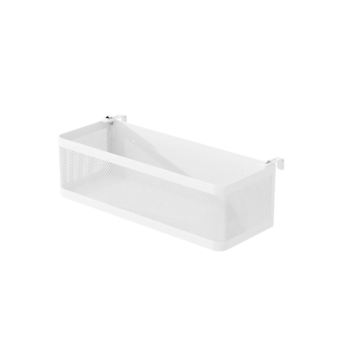 Bed Storage Rack Adjustable Metal Hanging Basket with Space-Saving Organiser - White