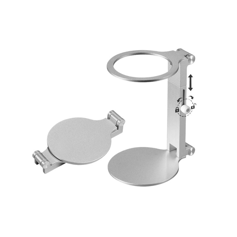 Pour Over Coffee Stand Folding Adjustable Metal Drip Filter Holder - Silver