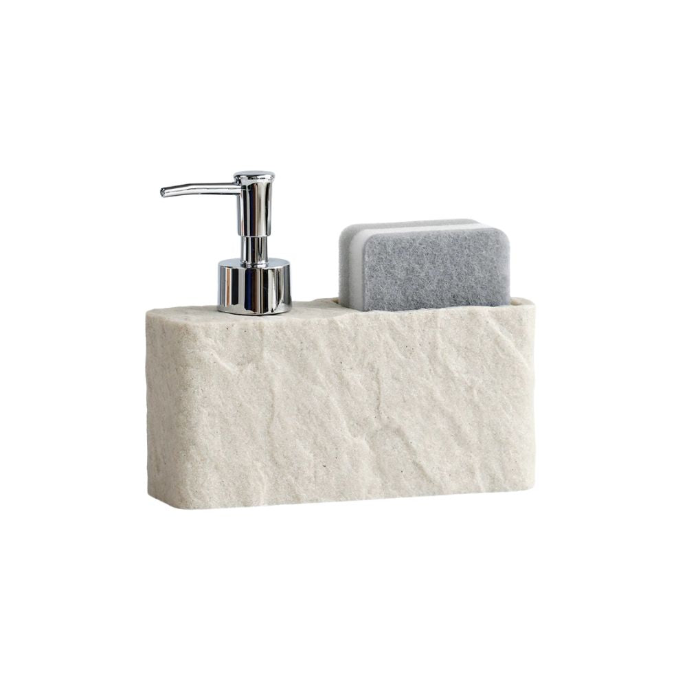 Soap Dispenser Resin Liquid Pump with Sponge Holder for Kitchen - Black