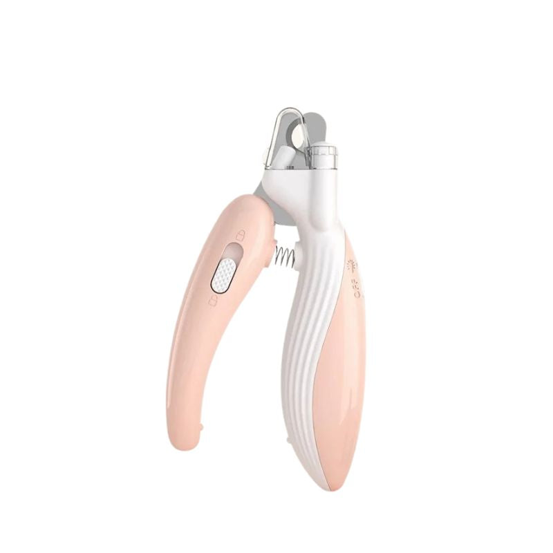 Pet Nail Clippers 13.3cm LED Light Stainless Steel Claw Trimmer Ergonomic Handle - Pink