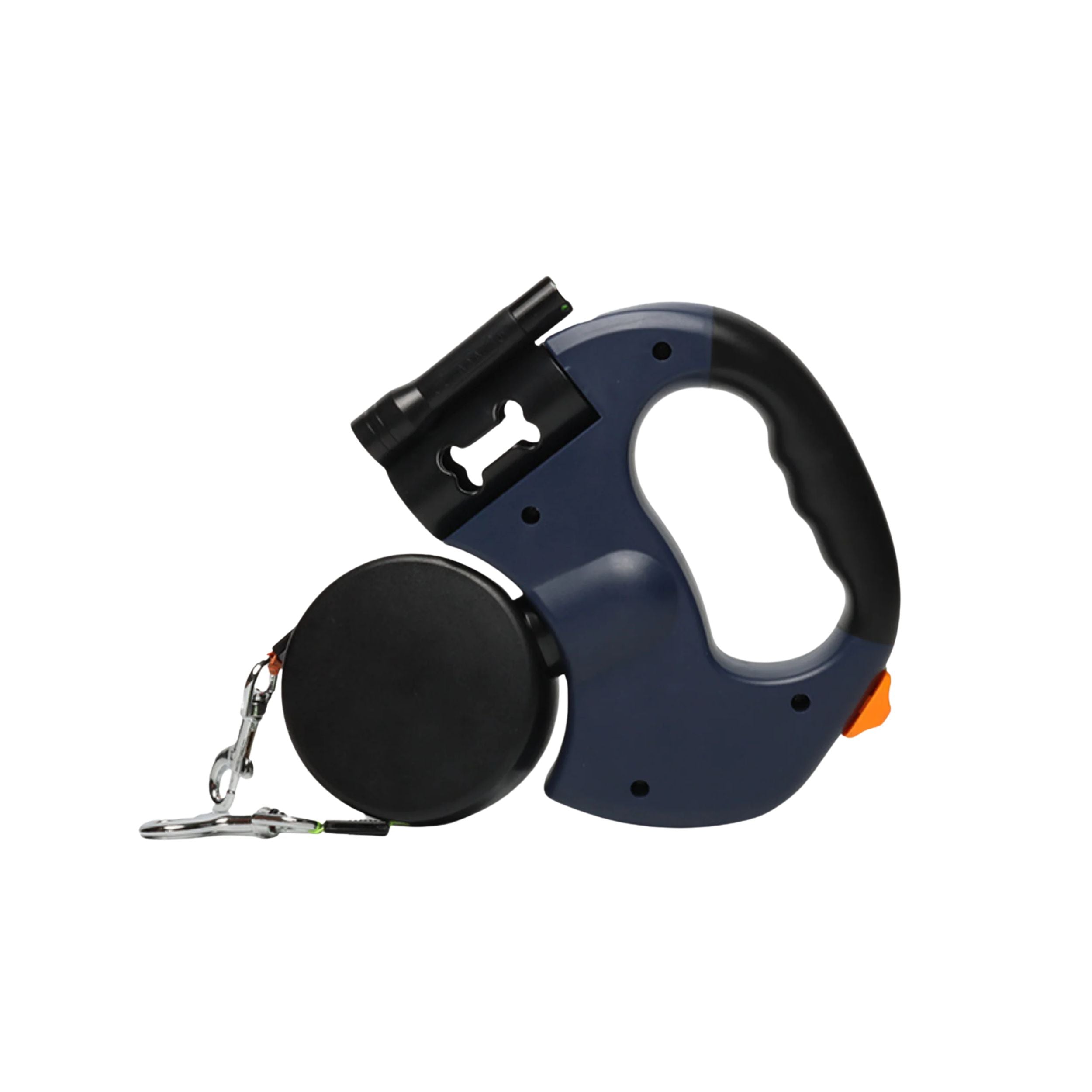 Dog Leash 3m Retractable Dual Lead 360 Swivel LED Light Independent Braking - Blue