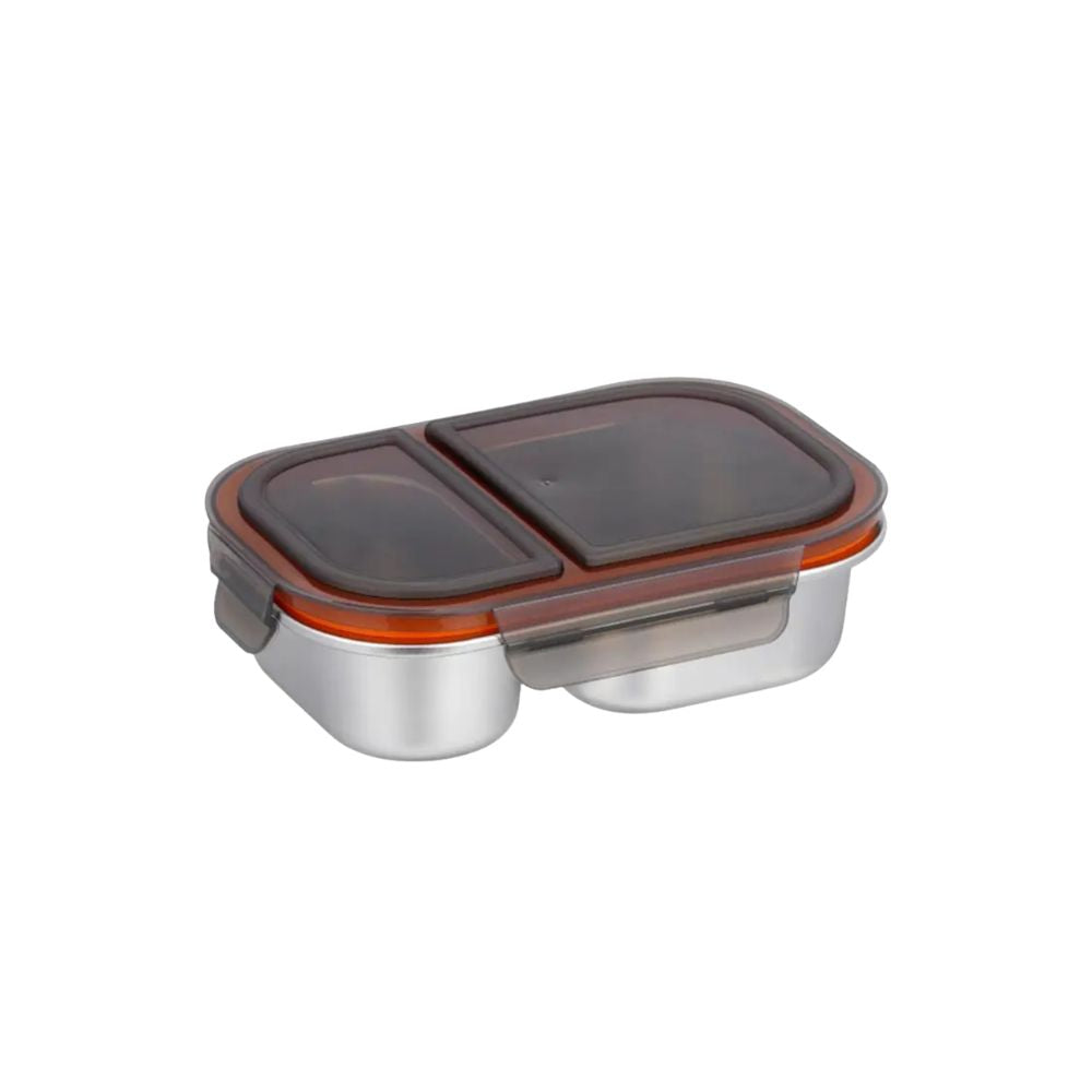 304 Stainless Steel Lunch Box 2 Compartment Leakproof Microwave Safe Bento Box with Lid - Black