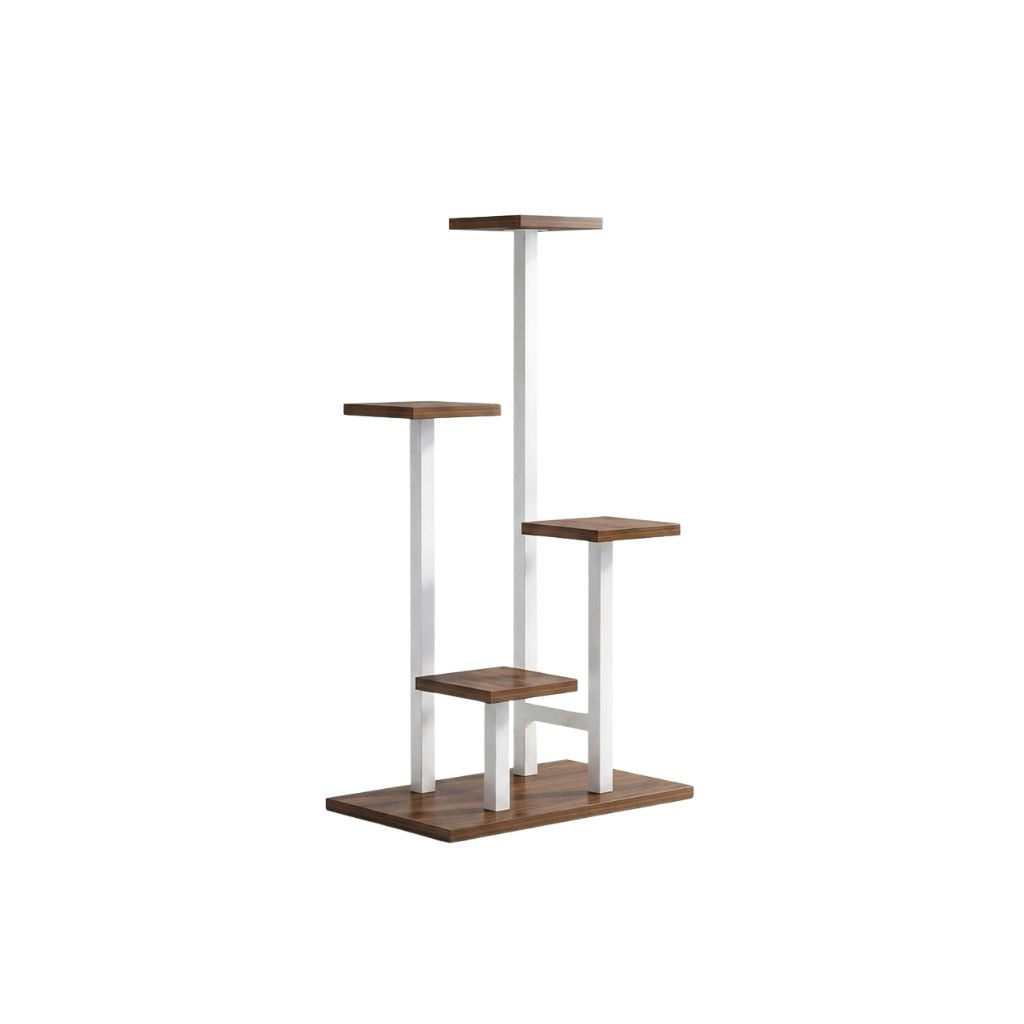 Plant Stand 4 Tier Floor Standing Flower Pot Display Rack Steel Frame - Black