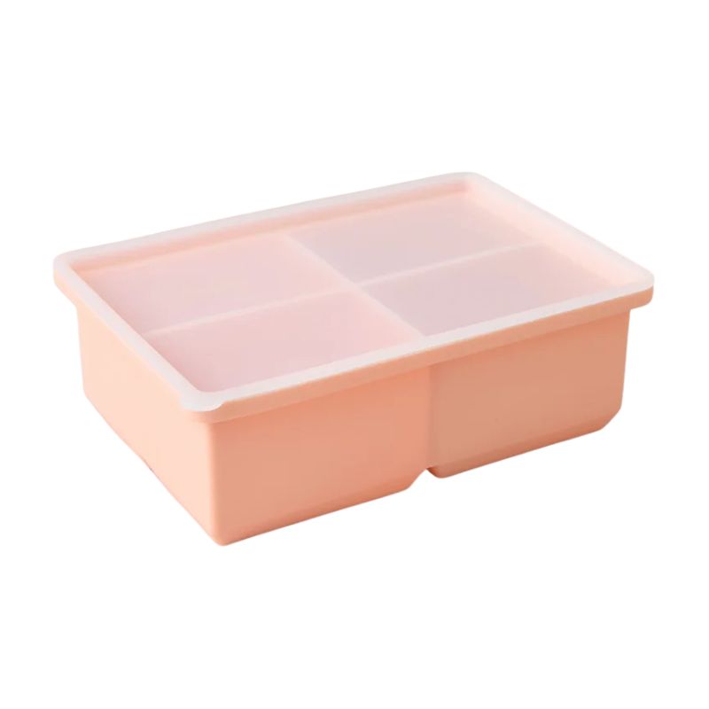 Food Freezer Tray 4 Grid Silicone Storage Container with Lid Reusable Meal Portion Organiser - Pink
