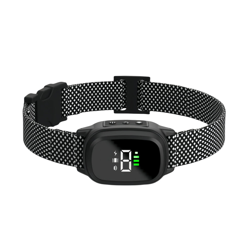 Dog Training Collar Rechargeable Automatic Bark Detection Adjustable Fit - Black