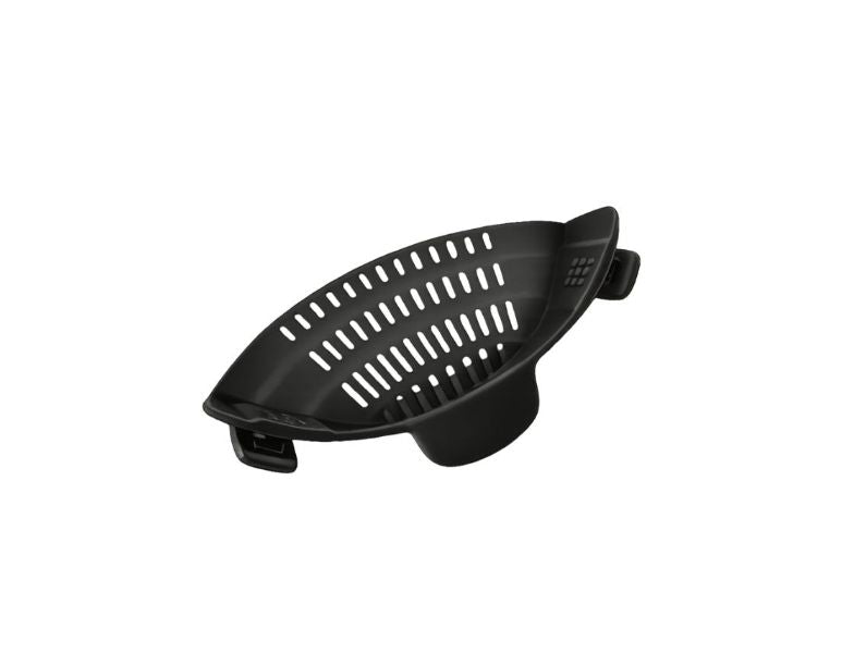 Kitchen Strainer Clip-On Silicone Colander for Pots Pans Bowls Space Saving Design - Black