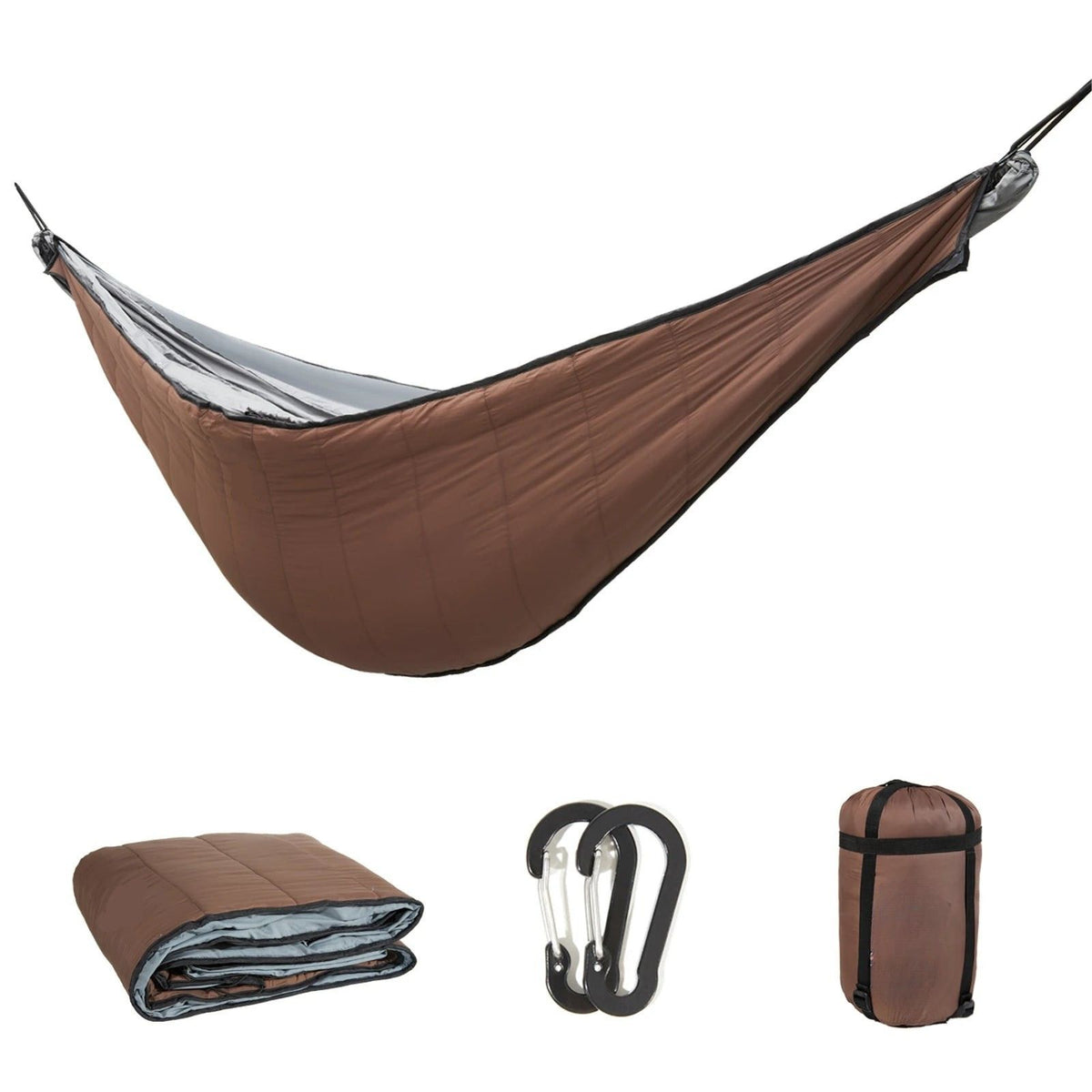 Portable Hammock Underquilt Winter Cold Weather Warm Under Quilt for Camping Hiking - Brown