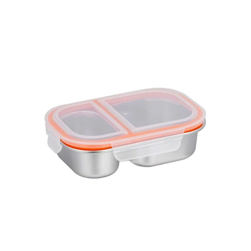 304 Stainless Steel Lunch Box 2 Compartment Leakproof Microwave Safe Bento Box with Lid - Black