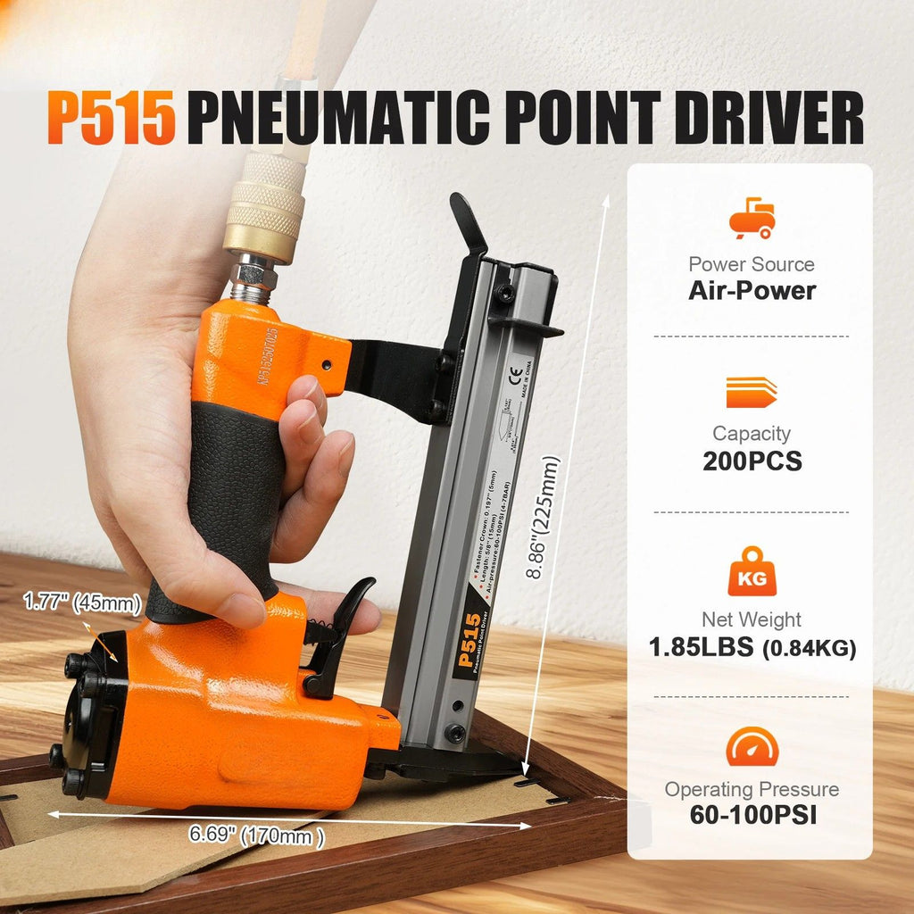 Pneumatic Nail Gun Heavy Duty 15mm Frame Fastening Tool with 1000 Nails